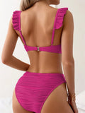Wrinkled Ruffle Frilled Bra Cup Bikinis 2026 Female Swimsuit Women Swimwear Two Pieces Bikini Set Push Up Beachwear Bathing Suit