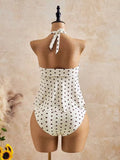 Vintage Polka Dot Print Bikini Set 2026 Women Halter Front Metal Buckle Tank Top High Waist Swimsuit Beach Bathing Suit Swimwear