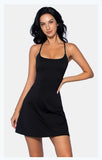Summer Sleeveless Tennis Dress for Women Pink Hollow Out Backless Lace Up Gym Fitness Golf Badminton Pocket Skirt Suit Sportwear