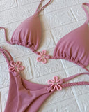 2025 Halter Bikinis Women Swimsuit New Sexy Swimwear Floral Brazilian Bikini Set Micro Biquini Female Cute Solid Beachwear