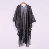 Sexy Fringe Tassel Mesh Sheer Shiny Knitted Tunic Beach Cover Up Cover-ups Beach Dress Beach Wear Beachwear Female Women V3321