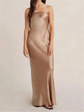 Women Evening Party Long Dress Backless Cut Out Strapless Straight Dress Summer Sexy Elegant Dresses
