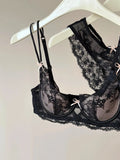 French Inspired Minimiser Bra Women Sexy Lingerie Set Large Chest Support Thin Comfort Half Cup Soft Underwire Anti Sagging