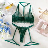Toucheart Sexy Lingerie Suit Female Sexy See-through Lace Halter Bra Set  Adjustable Leg Ring Set for Women Sexy Underwear New