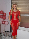 Sexy lingerie in purple with a charming hollow-out design, bodycon skirt, one-piece tight mesh outfit w883 QN1V