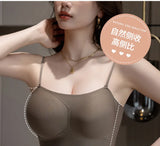 MOYISU Anti Slip Halter Bra for Small Chest, Push Up Enhancer Pads Rounded Shape, Invisible Seamless Cover No Show Lift Bralette