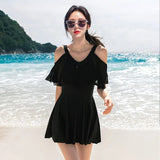 New Swimsuit for Women Soaking in Hot Springs, Concealing Flesh and Slimming, Conservative One-piece Skirt, Flat Angle Swimsuit