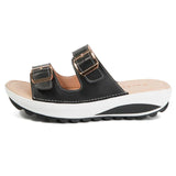 2021New Women Sandals Wedges Sandals Ladies Open Toe Round Toe Buckle Black Yellow White Platform Sandals Shoes