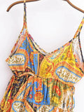 Paisley Print Bohemian Wide Leg Long Pants Jumpsuit Women Summer New Overalls Spaghetti Strap Loose Casual Boho Jumpsuit Tassel
