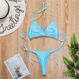 Halter Luxury Pearl Bikini Mini Micro Bikinis Female Swimsuit Women Swimwear Two-pieces Bikini Set Bather Bathing Suit Swim Lady