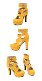 Trendy Hot Sale Summer Fashion Peep Toe Platform High Heels Roman Ankle Sandals Woman's Hollow Out Party Sandals Plus Size 34-50