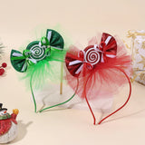 Christmas Sparkle Candy Headband Sweet Tull Mesh Bead Bow Hairbands Cute Candy Hair Hoop For Girls Headwear Hair Accessories