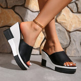 Women Wedges Slippers Summer High Heel Shoes Thick Sole Plus Size 42 Slip-on Style Female Street Fashion Sandals Outdoor Slides