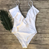 S - XXL Sexy Ribbed Ruffled One Piece Swimsuit Women Swimwear Female Monokini High Cut Bather Bathing Suit Swim Wear Bodysuit