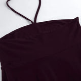 Phantasy Fashion Halter Crop top Fashion Brown Tank Top Women Sexy Split Camisole Lady Night Out Streetwear 2026 Summer Clothing