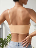 Women's One Shoulder Seamless Bra Front Closure Comfort No Lining Wireless Lingerie