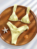 Miyouj Triangle Bikini New Two Piece Suit Solid Color Beachwear 2026 Bikini Women's Swimsuits Sexy Bathsuit Micro Thong Swimwear