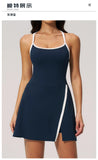 Naked Women's Tennis Dresses for Women Breathable Back Hollowed Out Sleeveless Mini Dress Built in Shorts Tight Sports Skirt