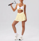 2026 Summer Tennis Short Skort Women Quick Drying High Waist and Abdominal Compression Lace Ruffles Yoga Golf Pleate Mini Skirt