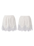 Summer Women's Satin Short Skirts Elastic Waist Lace Patchwork Skirts Half Slip Skirts Fashion