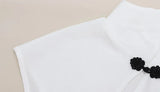Fashion Women Short Sleeve Tops Tees Button Hollow Out Solid Slim Sheath Elegant Office Top Casual Cheongsam Inspired T-Shirt