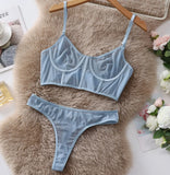 Toucheart 2 Piece Set Sexy Lingerie Set For Women Mesh Micro Perspective Beach Swimsuit Briefs Contrast Color Sexy Lingerie Set