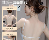 MOYISU Strapless Push Up Bra Underwear, Cross Back for Small Chest, Padded Enhancer Adhesive Lift to Look Bigger, Deep Plunge