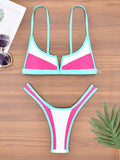 Splicing Denim V Shaped Thong Bikini Women Swimsuit Female Swimwear Two Pieces Bikini Set Bather Push Up Bathing Suit Swim Lady