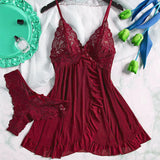 V-neck Luxury Pajama Set With Thong Women Nightgown For Sleeping Hot Femme Sleepwear Summer Sleeveless Sleep Dress Holiday Gifts
