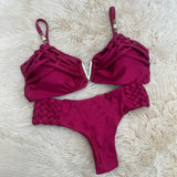 New Bandage Stripes Brazilian Bikini Swimwear Women's Swimsuit Two Piece Set Female Sexy Lace up Mujer Beachwear Summer