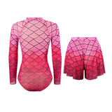 2025 New Sexy Print One Piece Swimsuit Women Swimwear Monokini Long Sleeve Bathing Suit Female Bodysuit Surfing Swim Wear Beach