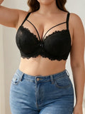Plus Size Lace Women's Bra Thin Cup Push-up Bra Underwire Side Support Wide Strap Comfortable Bra Women