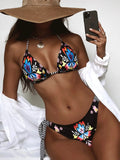 2026 New Sexy Bikini Women Vintage Print Striped Swimwear Swimsuit Halter Bikinis Set Bathing Suit Beach Bikini Brasileno Female