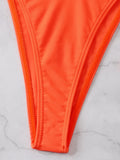 2026 Sexy Orange Bikini Hollow Out Push Up Two-Piece Swimsuit Women Halter Bandage Backless Thong Swimwear Summer Beachwear New