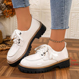 Ladies Office Oxford Shoes Fashion Lace Up Round Toe Platform Shoes Women British Style Patent Leather Student Shoes Woman 43