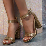 2025 Big Size 42 Sexy Crystals High Heels Sandals Women Bling Rhinestones Summer Ankle Strap Wedding Shoes Platform Party Sandal