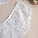 Toucheart Sexy Lingerie Suit for Women Lace Mesh See-through Lace Up Top Plaid Pleated Skirt Halter Women's Underwear Set New