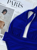 Sexy One Piece Swimsuit Swimwear Women Royal Blue Hollow Single Shoulder High Waist Bathing Suit Beachwear Banadores Mujer 2026