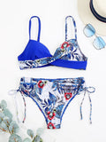 Tropical Print Bikini 2026 Women Drawstring Swimwear Female Push Up Swimsuit Beachwear Bathers Bathing Swimming Swim Suit