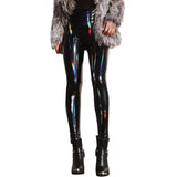Sexy Nightclub Pants Women Faux Leather Pencil Pants Solid Color High Waist Mirror Surface Solid Color Shinny Slim Trousers