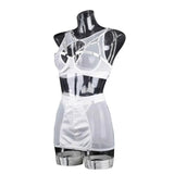 Toucheart 5-Pieces Erotic Lingerie Sexy Hip Skirt For Women Mesh Patchwork Hollow Out See-Through Lure Garters Underwear Suit