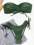 Lace Up Scrunch Butt Bandeau Bikini Female Swimsuit Women Swimwear Two-pieces Bikini Set Brazilian Bather Bathing Suit Swim Lady