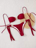 New Sexy Women's Bikini Set - Adjustable Tie Side Bandage Triangle Top & Low Rise Bottom with Starfish Metal Drawstring Summer