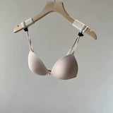 Wireless Summer Bra French Style, Front Closure Thin Straps for Sml Bust Seamless Triangle Cup Beautiful Back No Show Comfort AB