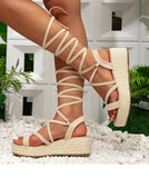 2026 Big Size 43 Summer Bohemian Espadrilles Sandals Women Ankle Wrap Gladiator Sandals 6CM Wedges Heels Platform Shoes Woman