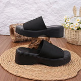 Round Toe Ultra High Slide Women Sandals Summer Fashion Open Toe Wedges Platform Sandals Simple Comfortable Non-slip Ladies Shoe