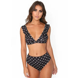 2026 Sexy Bikini Women Swimwear Swimsuit Dot Ruffle High Waist Deep V Bikinis Set Beach Bathing Suit Female Trajes De Bano Mujer