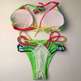 DEKA Push Up Micro Mini Colorful Bikini Set Women Swimsuit Halter Swimwear Female Brazilian Bathing Suit Swimming Beach Wear