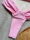 Sexy Bandeau High Cut Bikini Women Swimwear Female Swimsuit Two-pieces Bikini set Pleated Padded Bather Bathing Suit Swim
