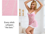 Purple Sexy Lace Ruffled Suspender Babydoll Nightdress for Women Push Up Chemise Sleepwear Lingerie